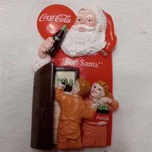 Christmas Coca-Cola Refrigerator Magnet Santa & Kids 1996 Vintage Bottle